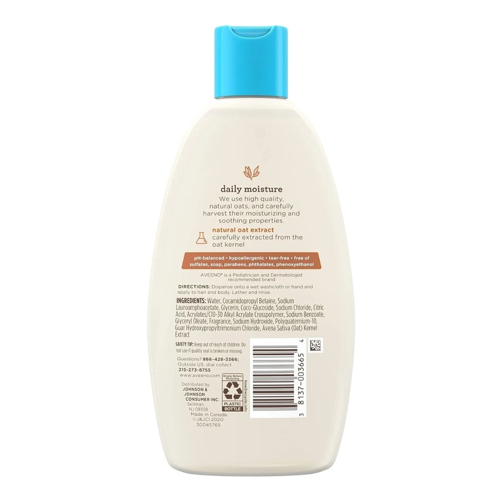 Aveeno Baby Daily Moisture Wash & Shampoo Natural Oat Extract 8oz - Picture 2 of 2